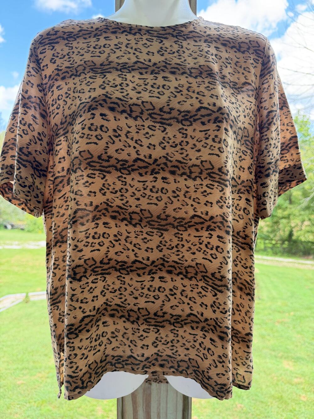 VTG 90s Robbie Bee 100%Silk Leopard Print Blouse M Mob Wife Old Money Retro Y2K